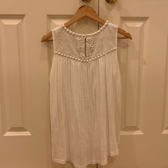 Anthropologie white beaded tank. Size small. - Picture 2 of 4
